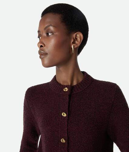 Women's Wool Bouclé Cardigan in Oxblood melange Bottega Veneta Belgium EN - Image 4