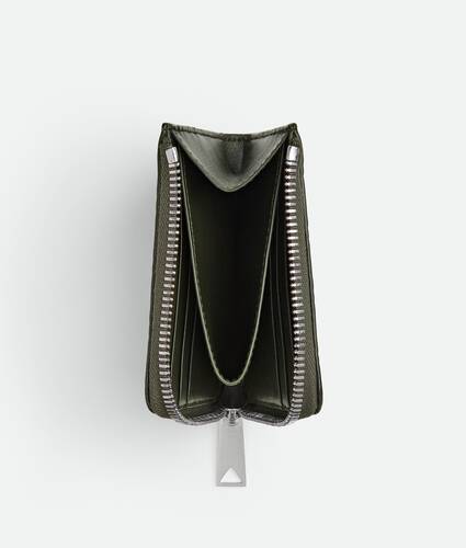 Intrecciato Stamp Compact Zip Around Wallet