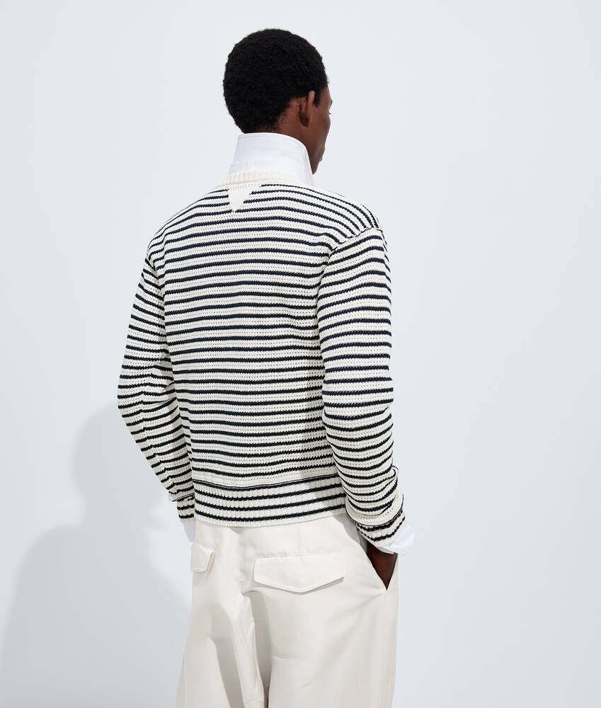 Men's Cotton Crochet Sweater in Chalk/midnight blue Bottega Veneta United States EN - Image 3