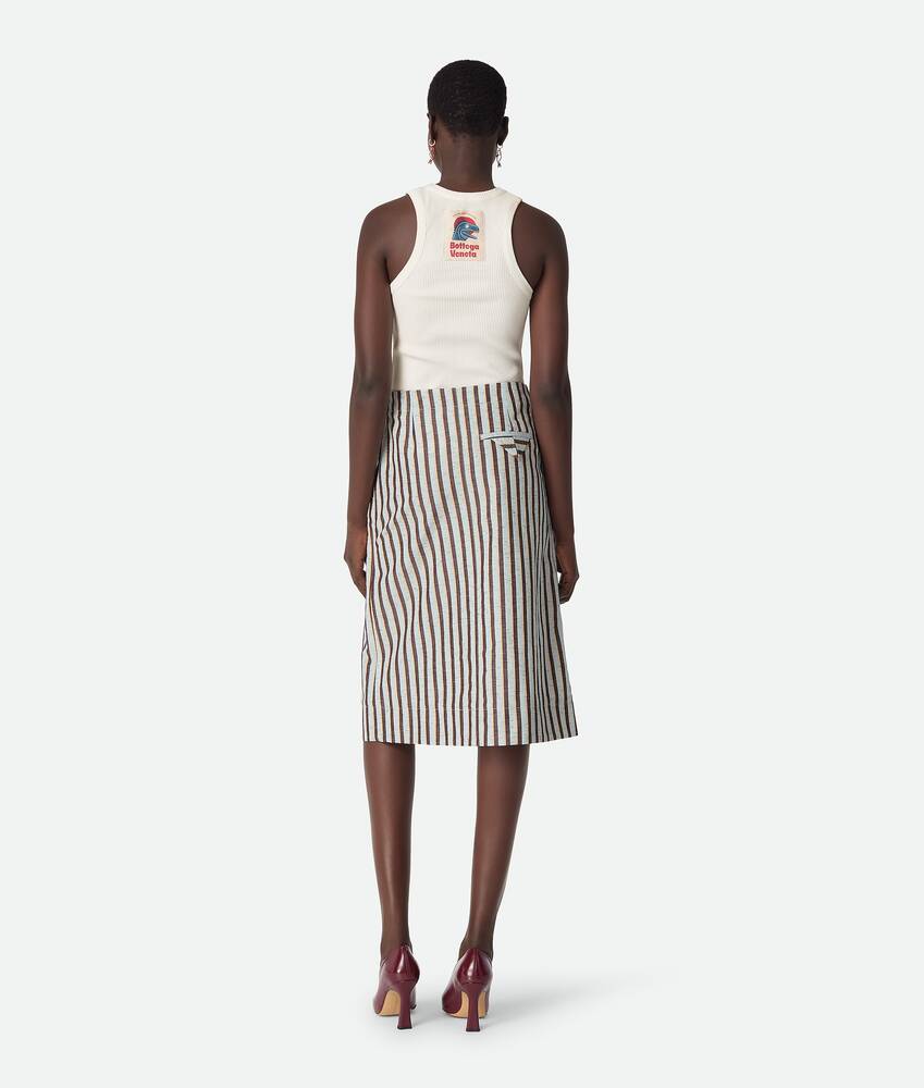 Jupe &agrave; rayures en coton et lin pour Femme en Cloud/fondant/lava Bottega Veneta Belgique FR - Image 3
