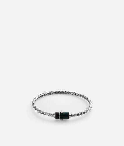 Men's Intreccio Bracelet in Black/emerald green Bottega Veneta Finland EN - Image 1