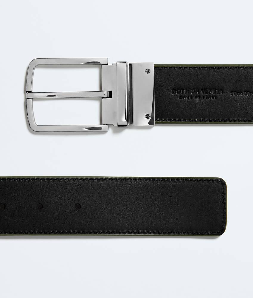 Men's Intrecciato Reversible Belt in Green tweed/black Bottega Veneta Malaysia EN - Image 5