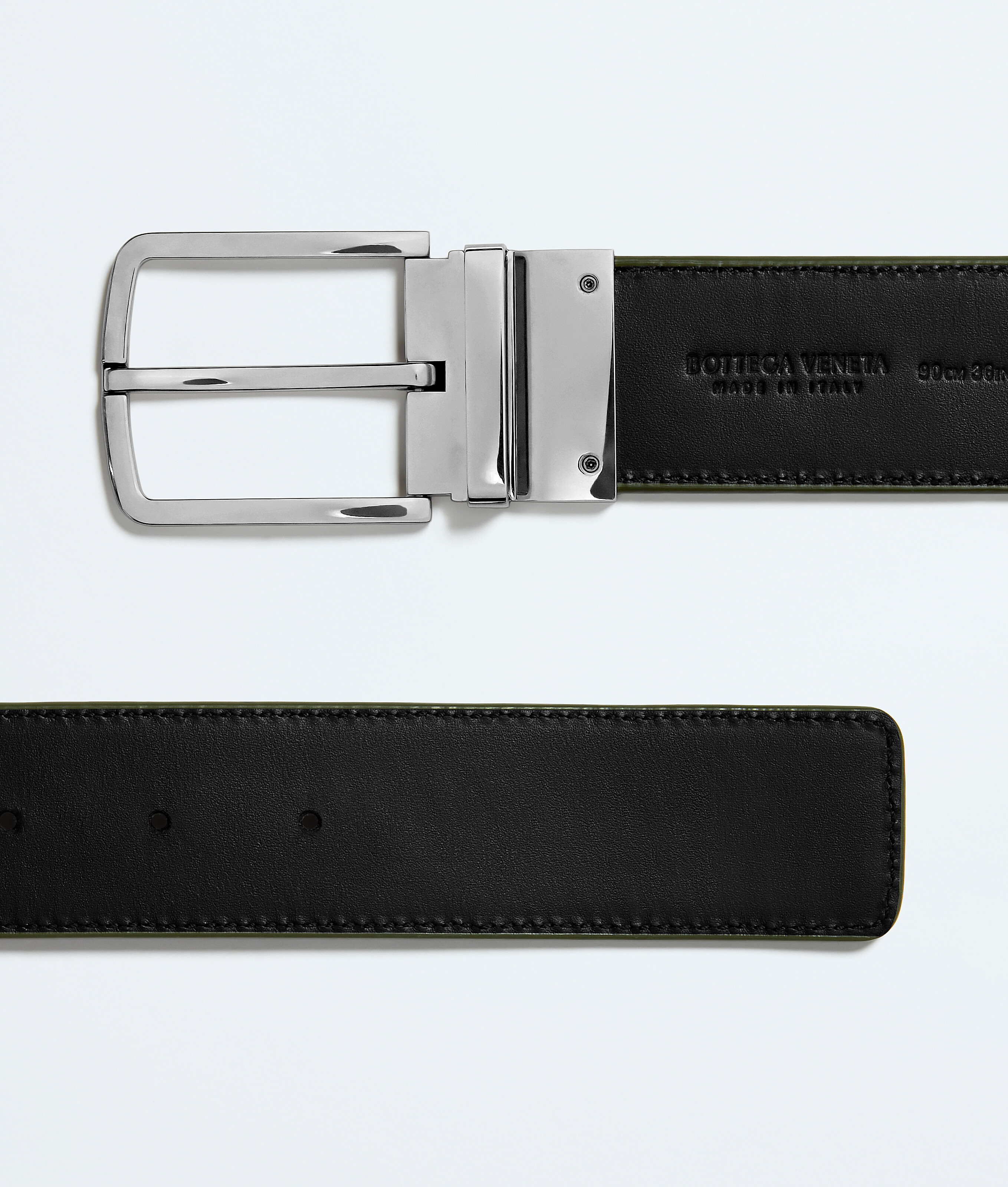 Men's Intrecciato Reversible Belt in Green tweed/black Bottega Veneta Germany EN - Image 5