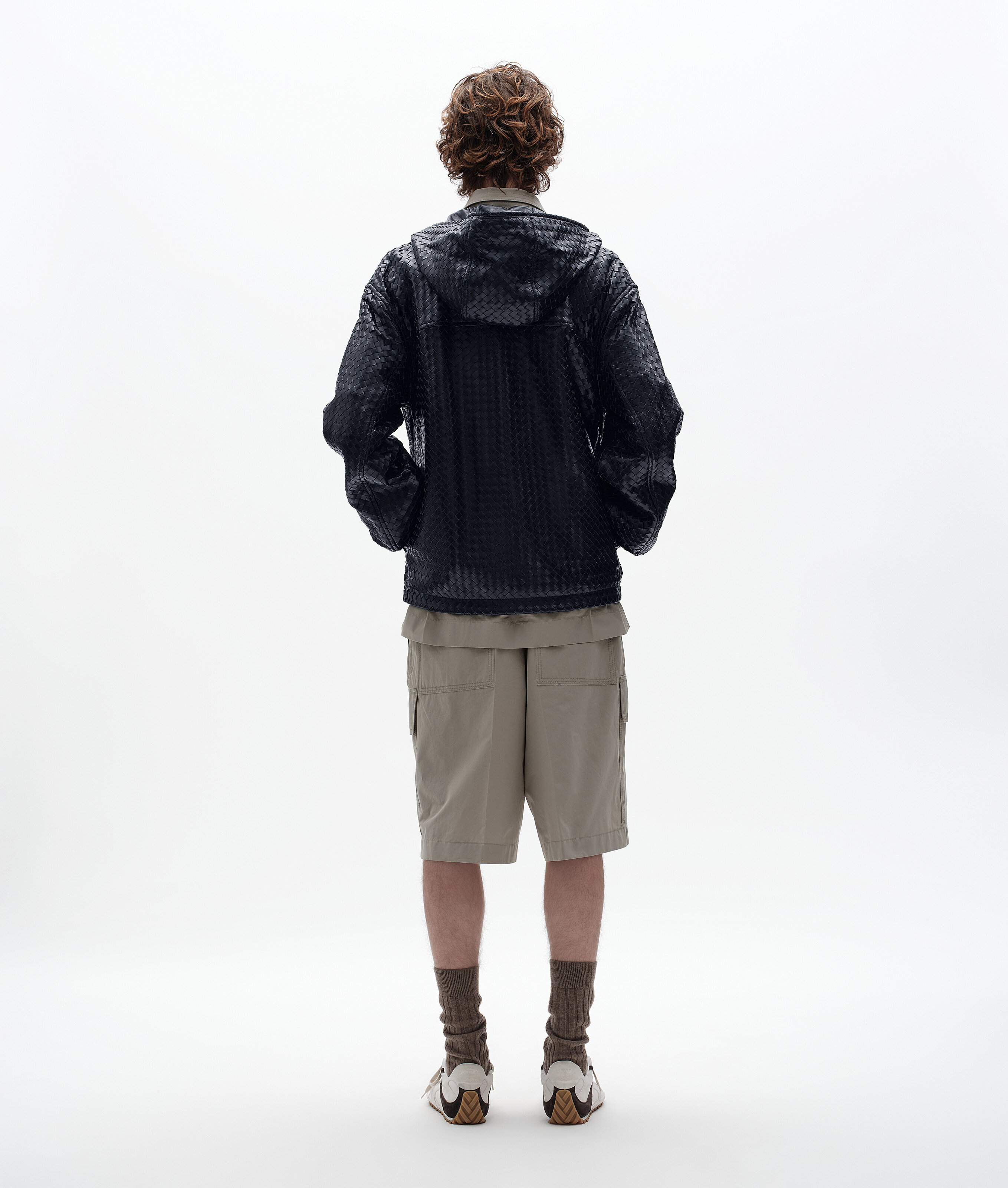 Men's Intrecciato Leather Hooded Blouson in Dark navy Bottega Veneta Luxembourg EN - Image 3