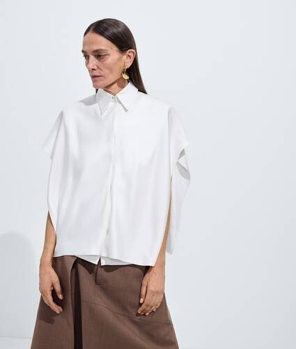 Camicia in twill di seta da Donna in White Bottega Veneta Italia IT - Image 4
