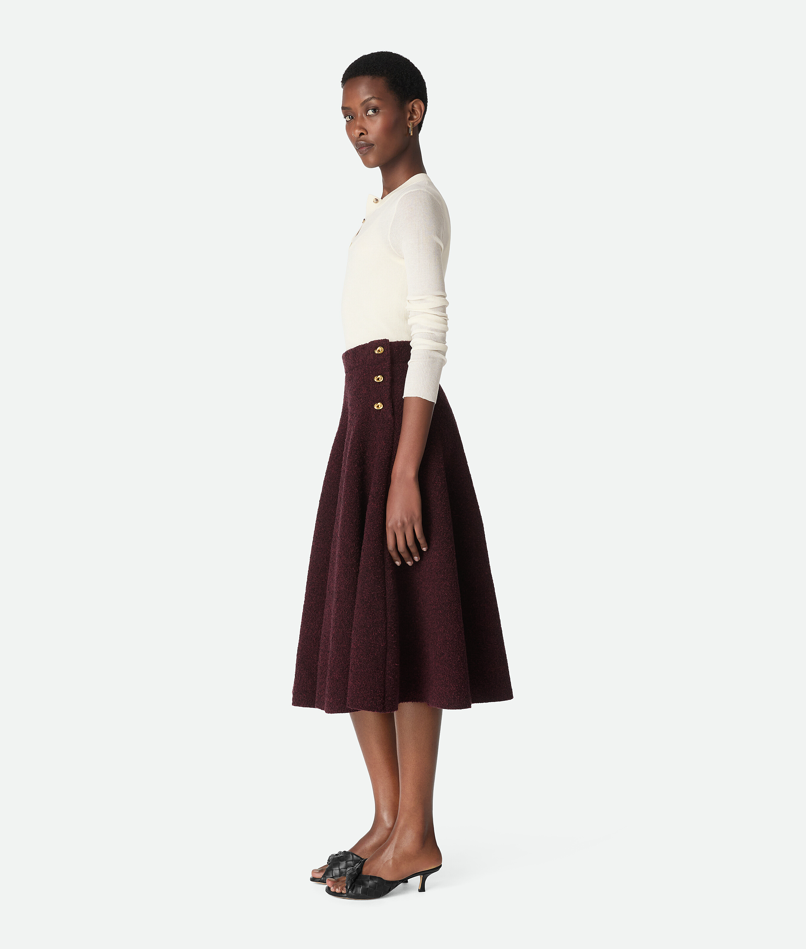 Bottega Veneta Wool Bouclé Skirt In Brown