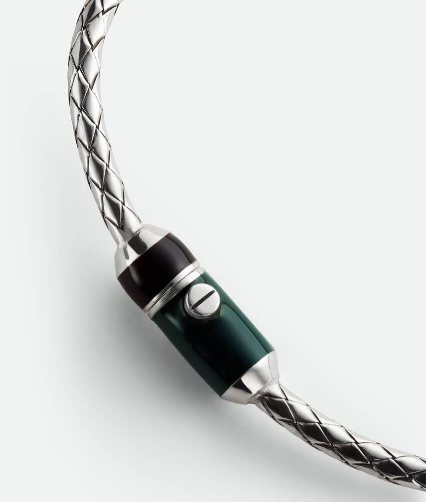 Men's Intreccio Bracelet in Black/emerald green Bottega Veneta Finland EN - Image 4