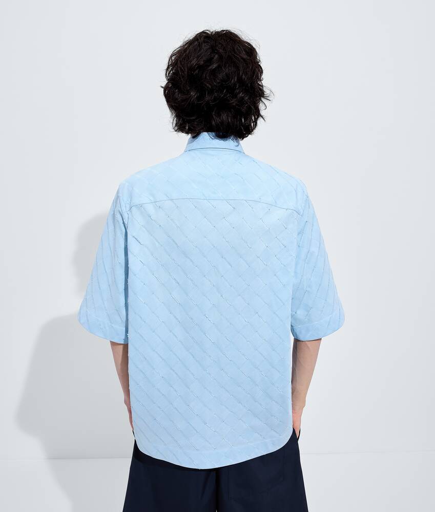 Ele's Camisa de Popeline de Algod&atilde;o Intrecciato em Oxford blue Bottega Veneta Brasil PT - Image 3