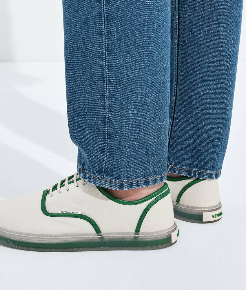 Women's Serena Sneaker in Alabaster/grass green Bottega Veneta France EN - Image 2