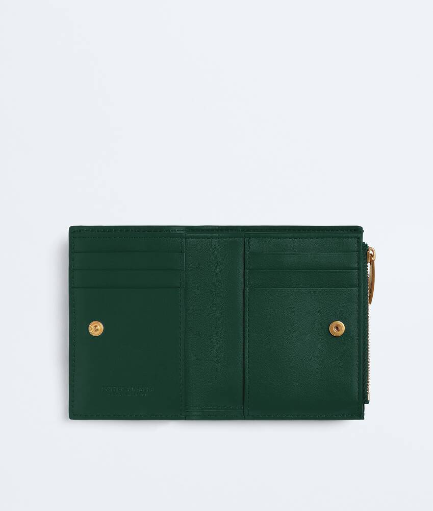 Women's Cassette Small Bi-Fold Wallet in Emerald green Bottega Veneta France EN - Image 2