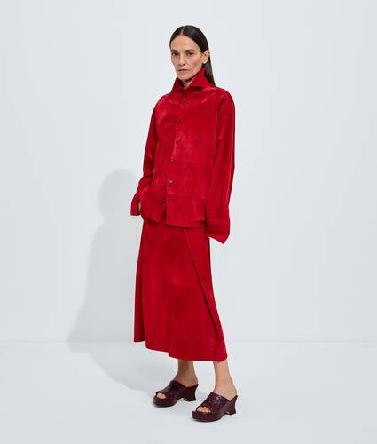 Women's Suede Leather Shirt in Crave Bottega Veneta Belgium EN - Image 1