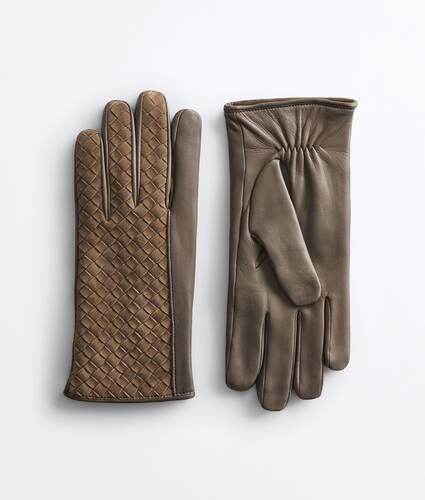 Guanti in suede Intrecciato da Uomo in Grey dim/stone brown Bottega Veneta Italia IT - Image 1