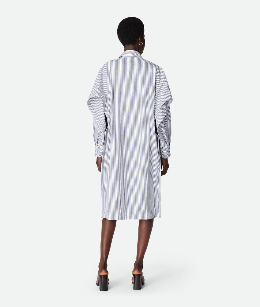 Women's Cotton Stripe Dress in White/squill/ebony Bottega Veneta Hong Kong SAR China EN - Image 3