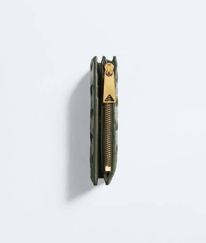 Women's Intrecciato Small Bi-Fold Wallet in Green tweed Bottega Veneta United States EN - Image 4