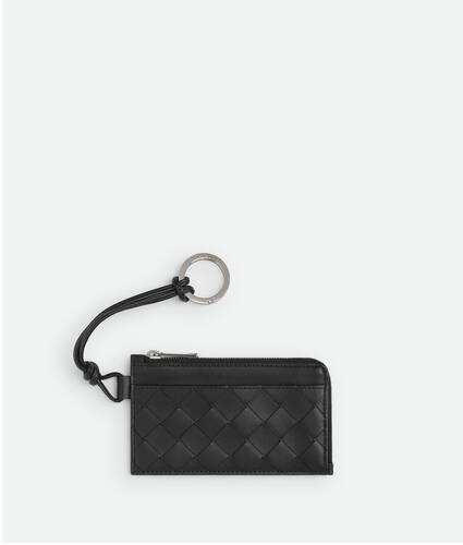 Men's Intrecciato L-Zippered Card Holder On Strap in Black Bottega Veneta Japan EN - Image 1
