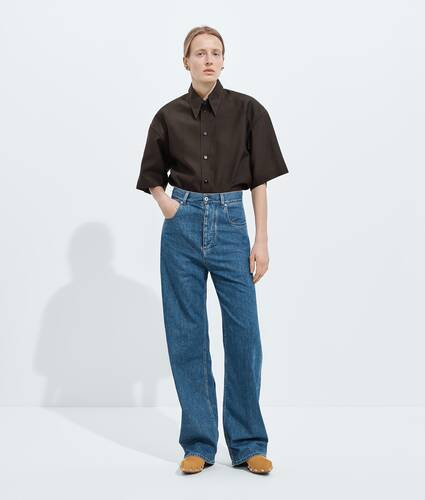 Women's Atlantic Blue Wide Leg Jeans in Mid blue Bottega Veneta Portugal EN - Image 1