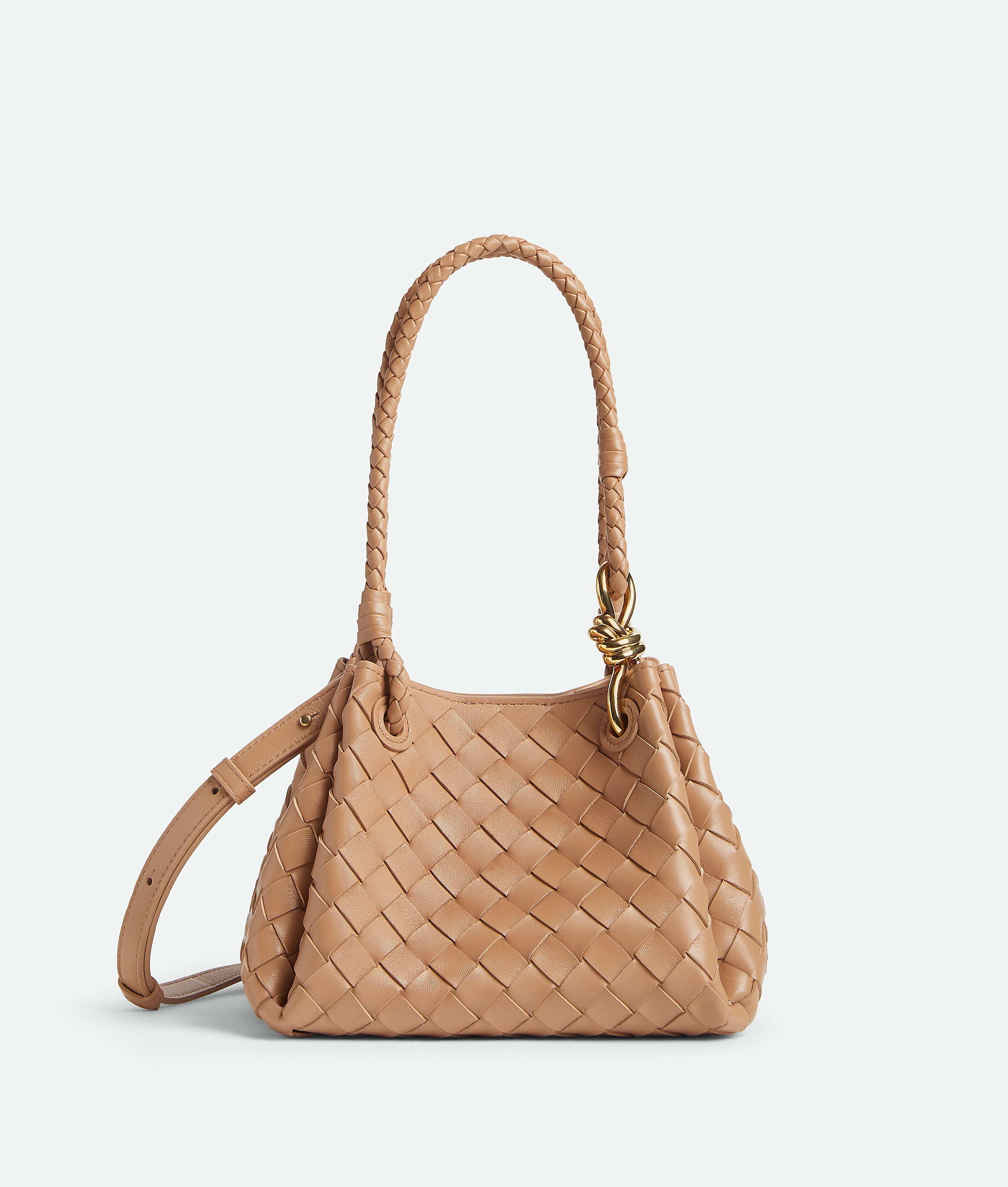 Bottega Veneta Womens Biscuit-m Brass Parachute Mini Leather Shoulder Bag
