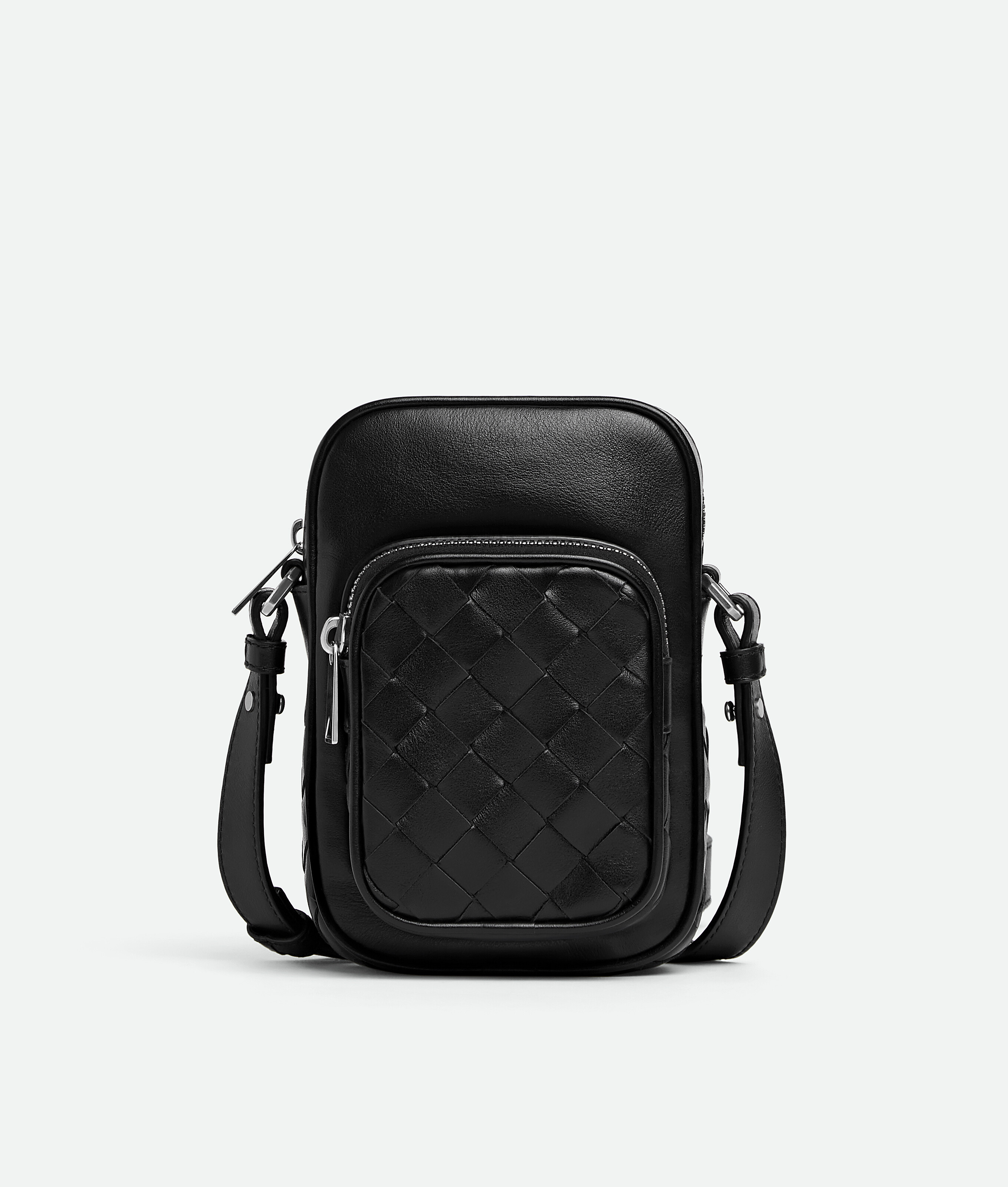 Bottega Veneta Small Intrecciato Camera Bag With Pocket - Black - Man -