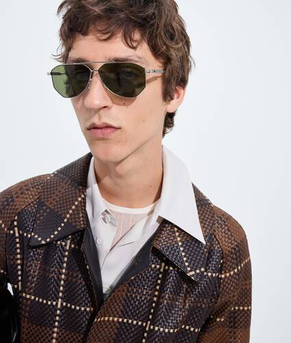 Lunettes de soleil aviateur Classic en Silver/green Bottega Veneta France FR - Image 2