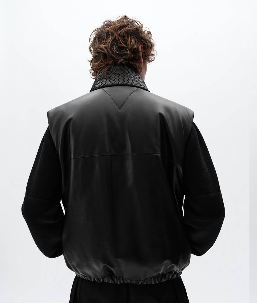 Men's Padded Leather Gilet  in Double black Bottega Veneta Czechia EN - Image 3