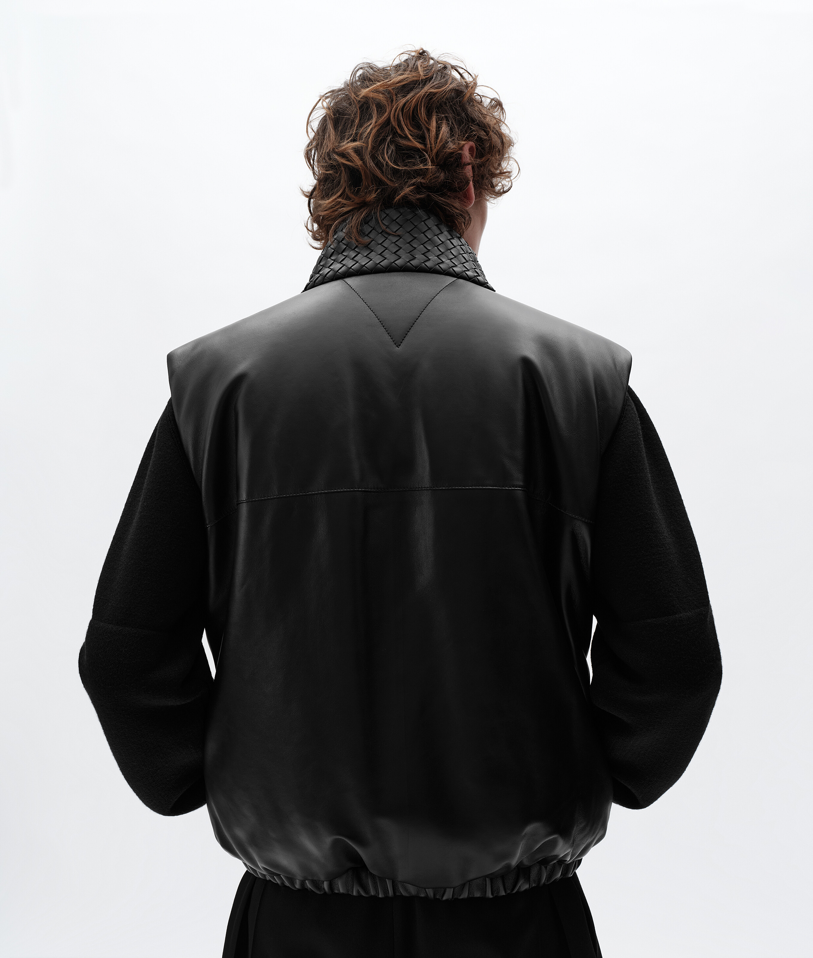 Men's Padded Leather Gilet  in Double black Bottega Veneta Luxembourg EN - Image 3