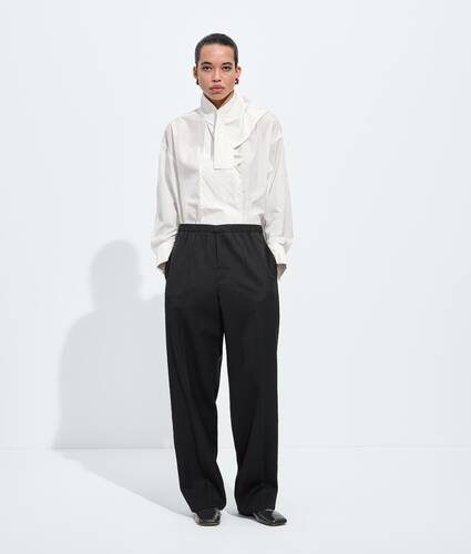Women's Wool Grain De Poudre Pants in Double black Bottega Veneta Australia EN - Image 1