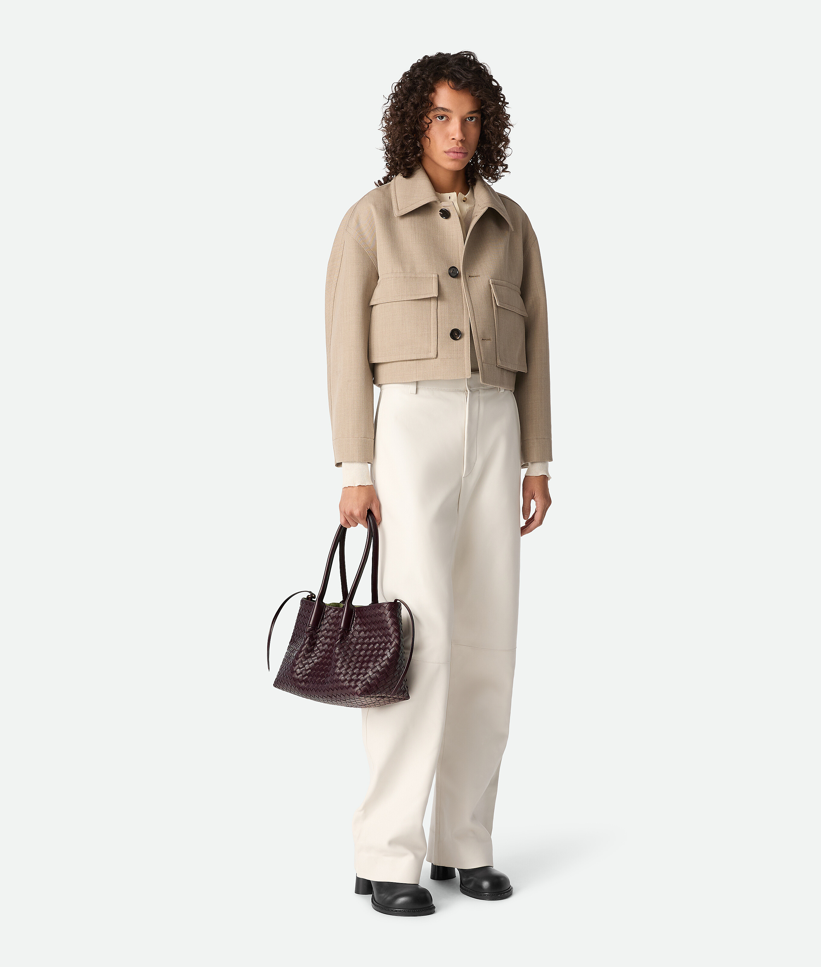 Bottega Veneta Leather Reversible Pinacoteca Tote Bag In Burgundy