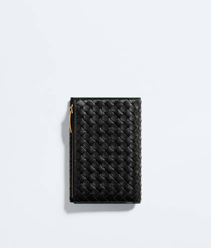 Portefeuille bi-fold zipp&eacute; &agrave; rabat Intrecciato Piccolo moyen format pour Femme en Black Bottega Veneta Canada FR - Image 3