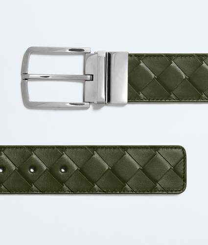 Men's Intrecciato Reversible Belt in Green tweed/black Bottega Veneta Malaysia EN - Image 4