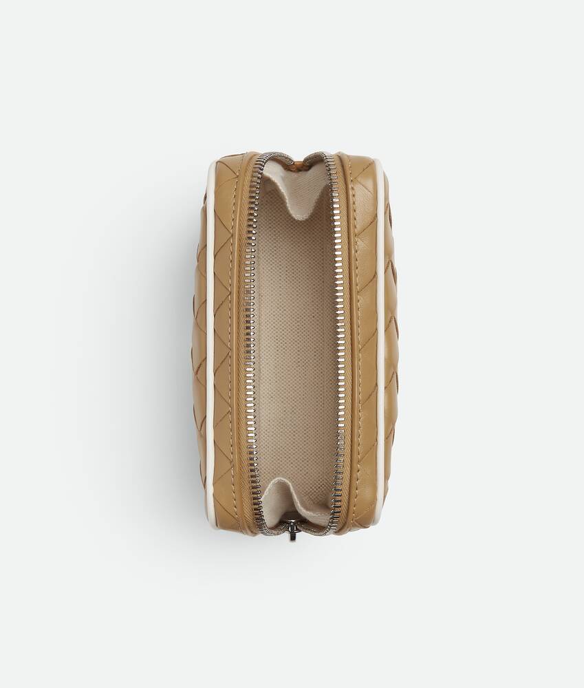 Men's Intrecciato Teen Zipped Pouch in Dark praline/white Bottega Veneta Italy EN - Image 2