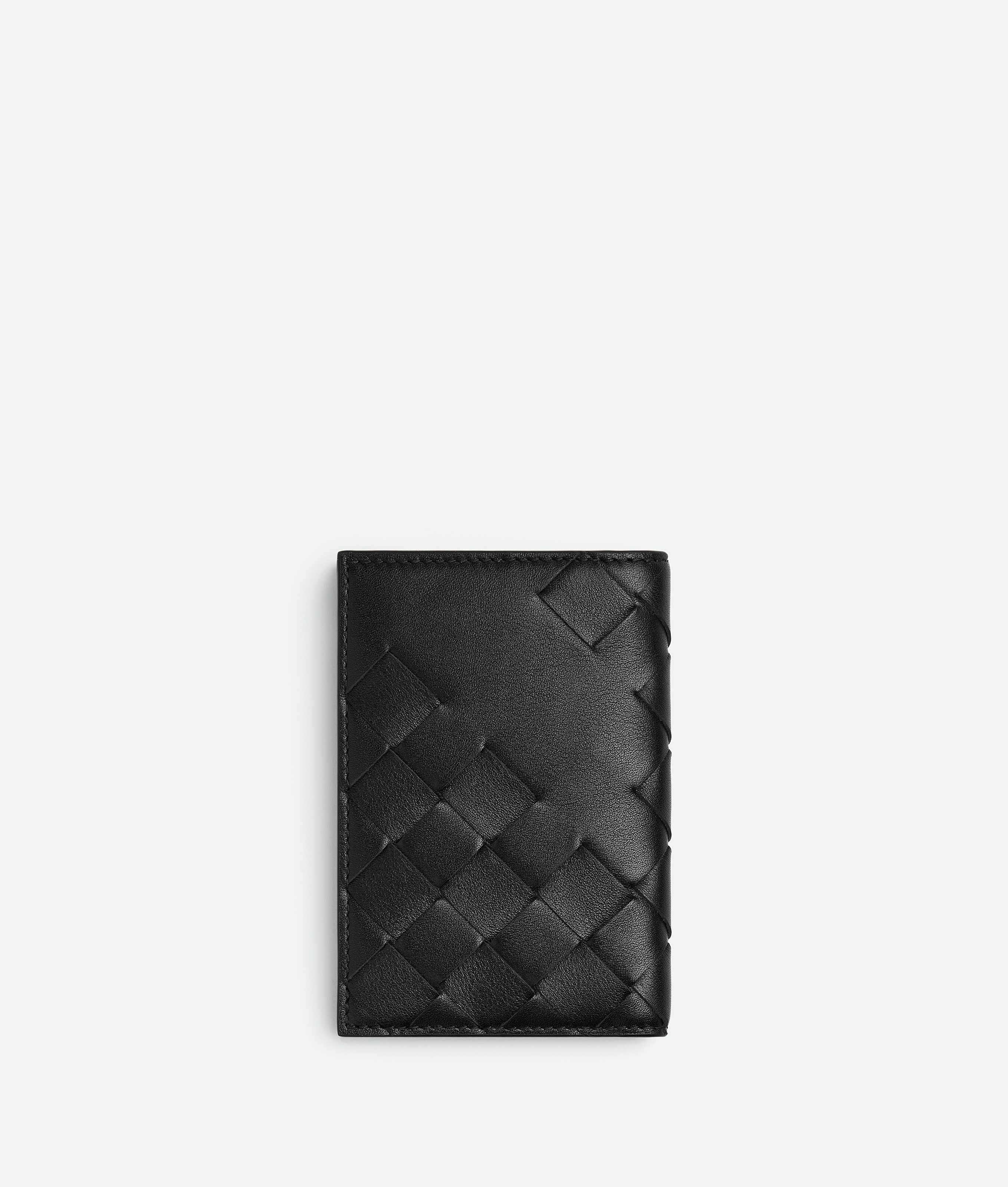 Bottega Veneta Intrecciato Flap Card Case In Black
