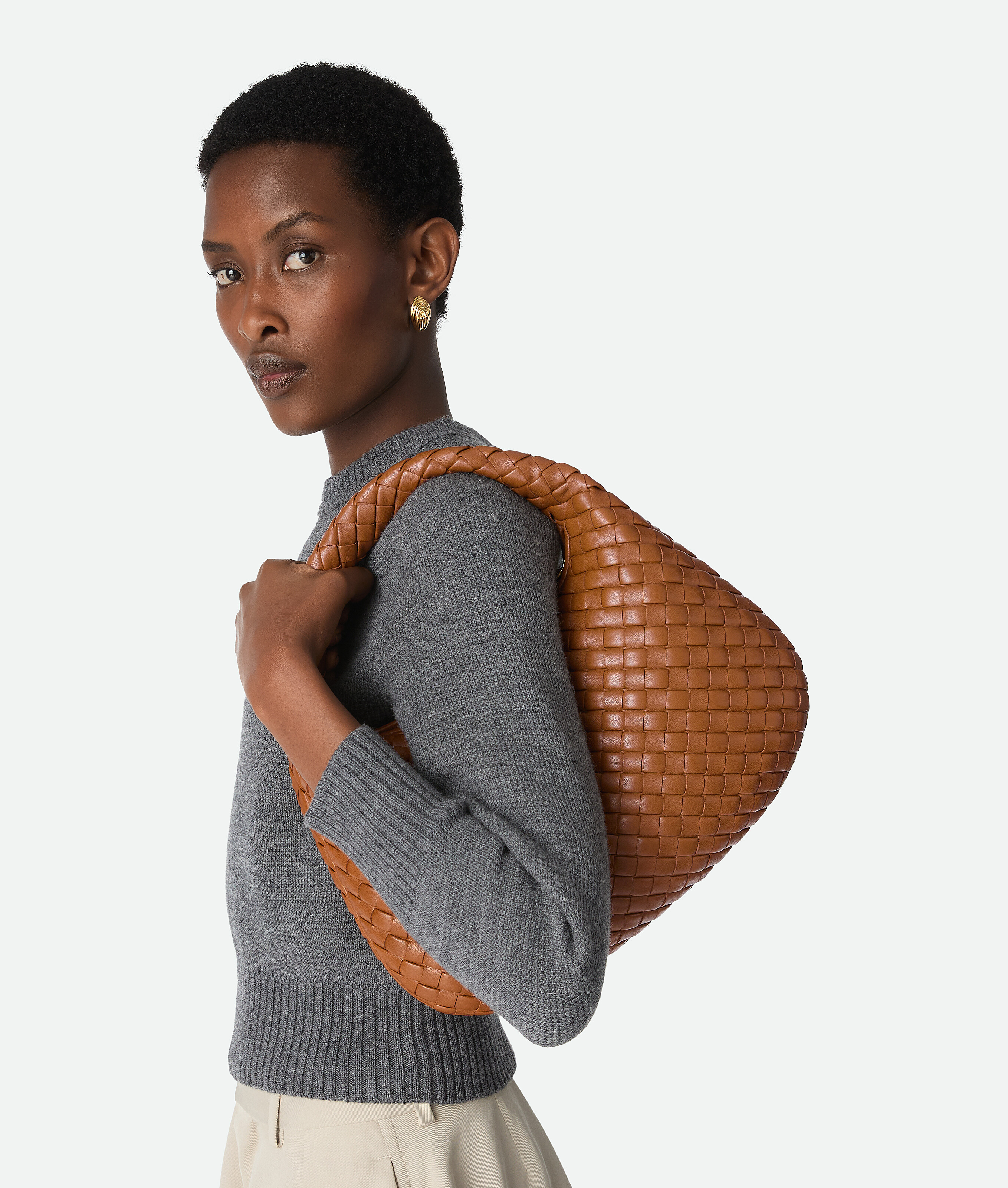 Bottega Veneta Small Intrecciato Leather Veneta Shoulder Bag In Brown