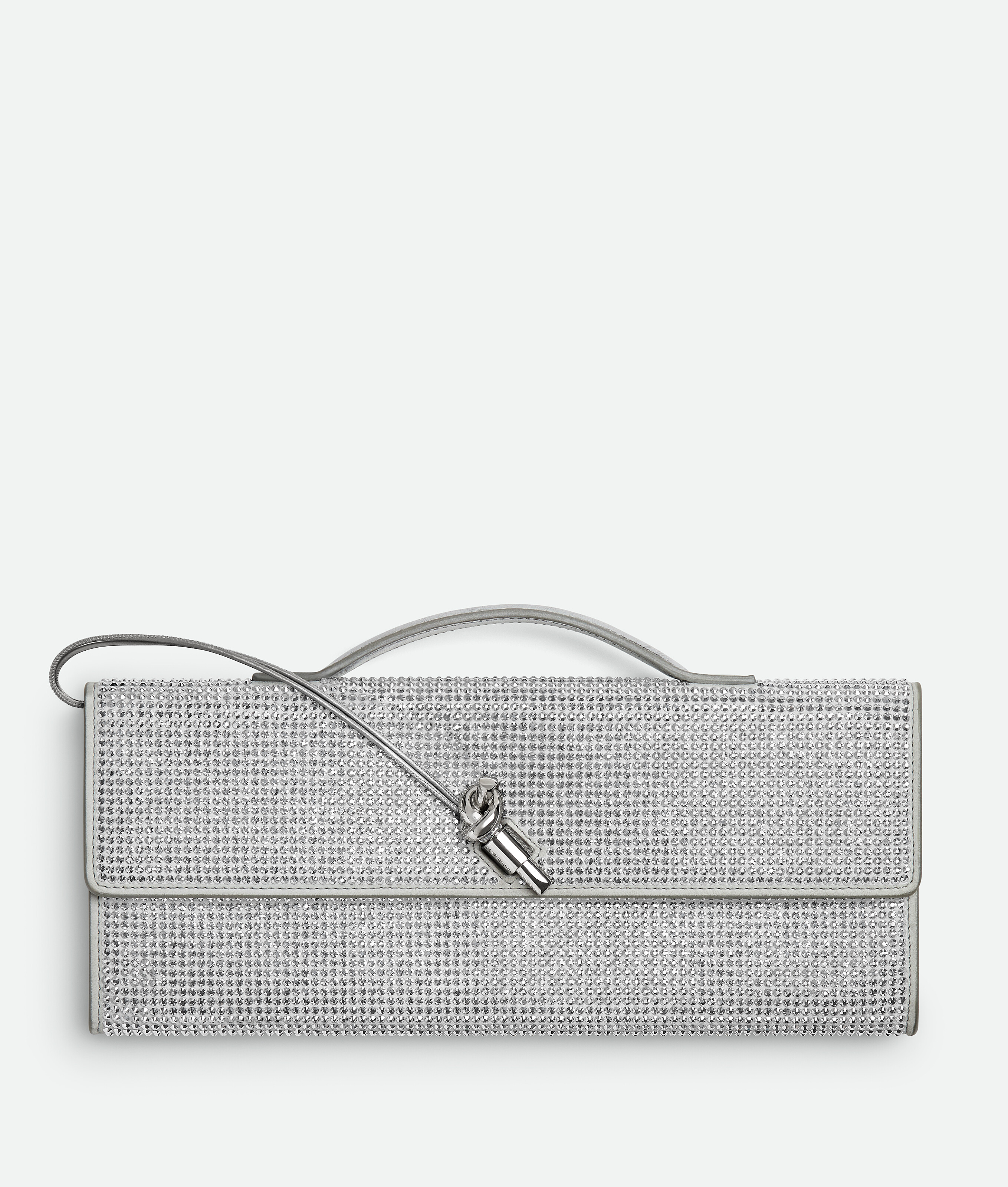 Bottega Veneta Women Andiamo Clutch With Rhinestones In Silver