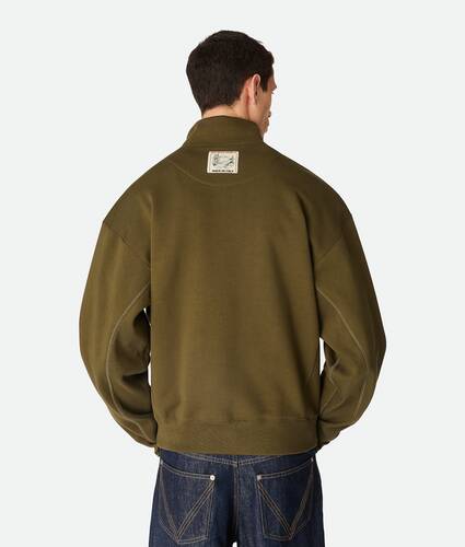 Men's Cotton Fleece Zip Sweatshirt in Pine green Bottega Veneta United Kingdom EN - Image 3