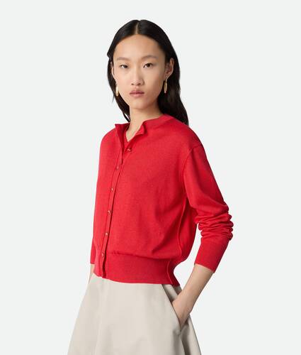 Women's Cotton And Viscose Twinset in Cherry tomato Bottega Veneta Singapore EN - Image 2
