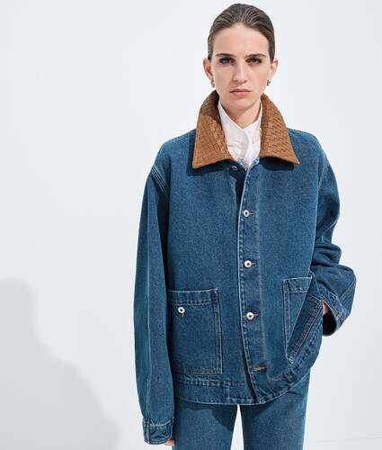 Women's Medium Indigo Denim Jacket in Mid blue Bottega Veneta United States EN - Image 1