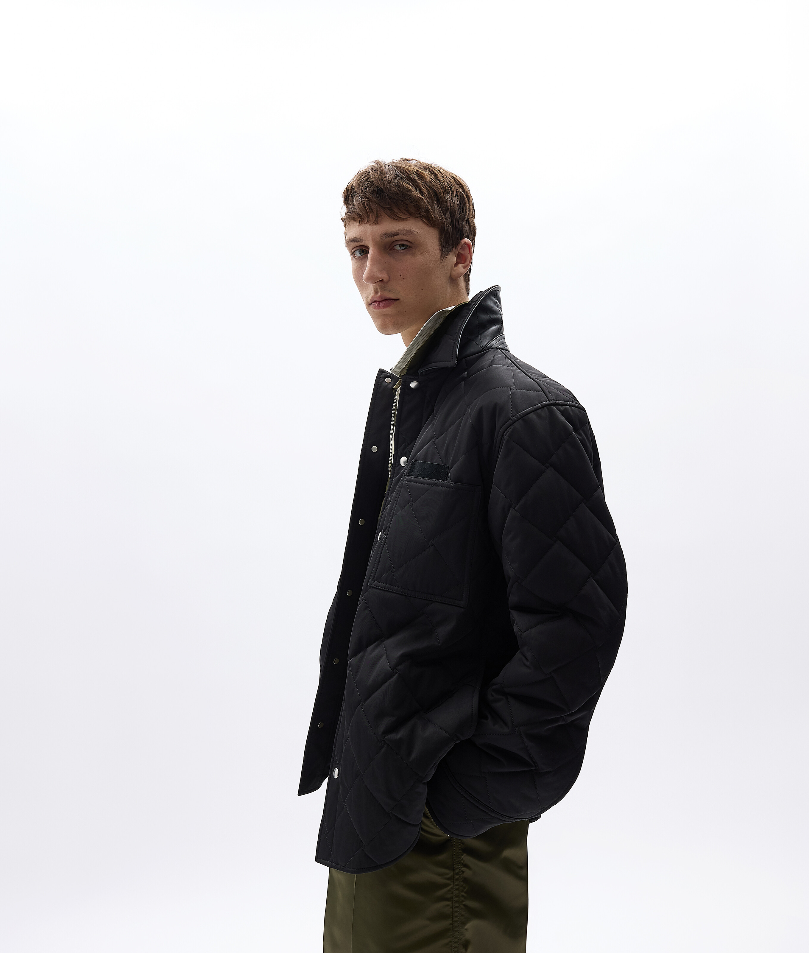 Men's Nylon And Cotton Quilted Overshirt in Double black Bottega Veneta Luxembourg EN - Image 2