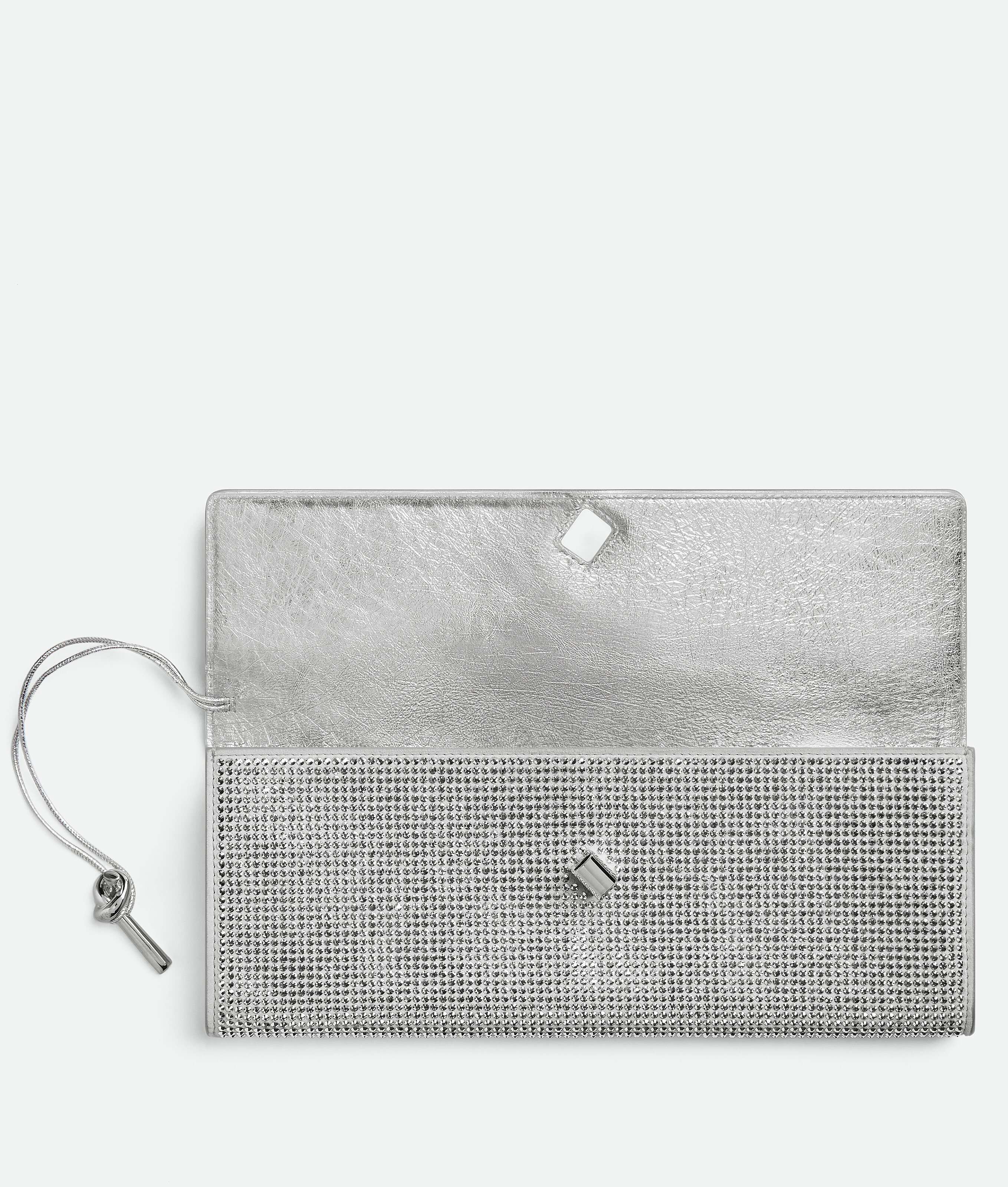 Bottega Veneta Women Andiamo Clutch With Rhinestones In Silver