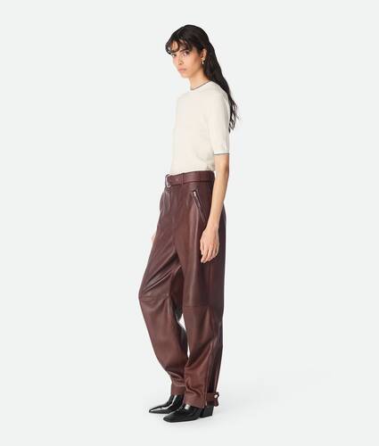 Women's Leather Trousers in Madder brown Bottega Veneta United Kingdom EN - Image 3