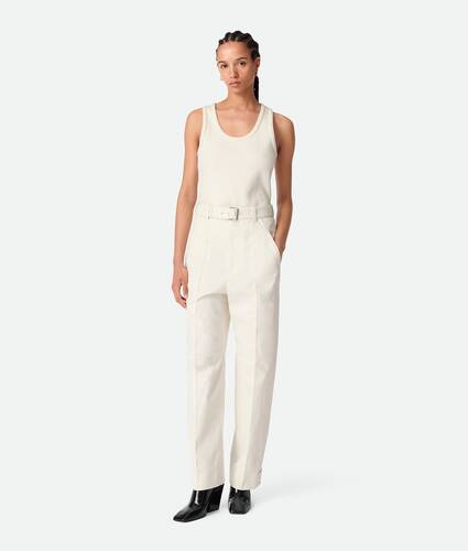 Women's Cotton Twill Pants in Frosting Bottega Veneta Zimbabwe EN - Image 1