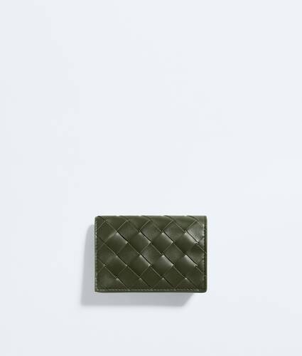 Men's Intrecciato Business Card Case in Green tweed/mineral Bottega Veneta Estonia EN - Image 1
