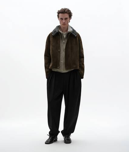 Men's Suede Leather Jacket in Deep moss Bottega Veneta Zimbabwe EN - Image 1