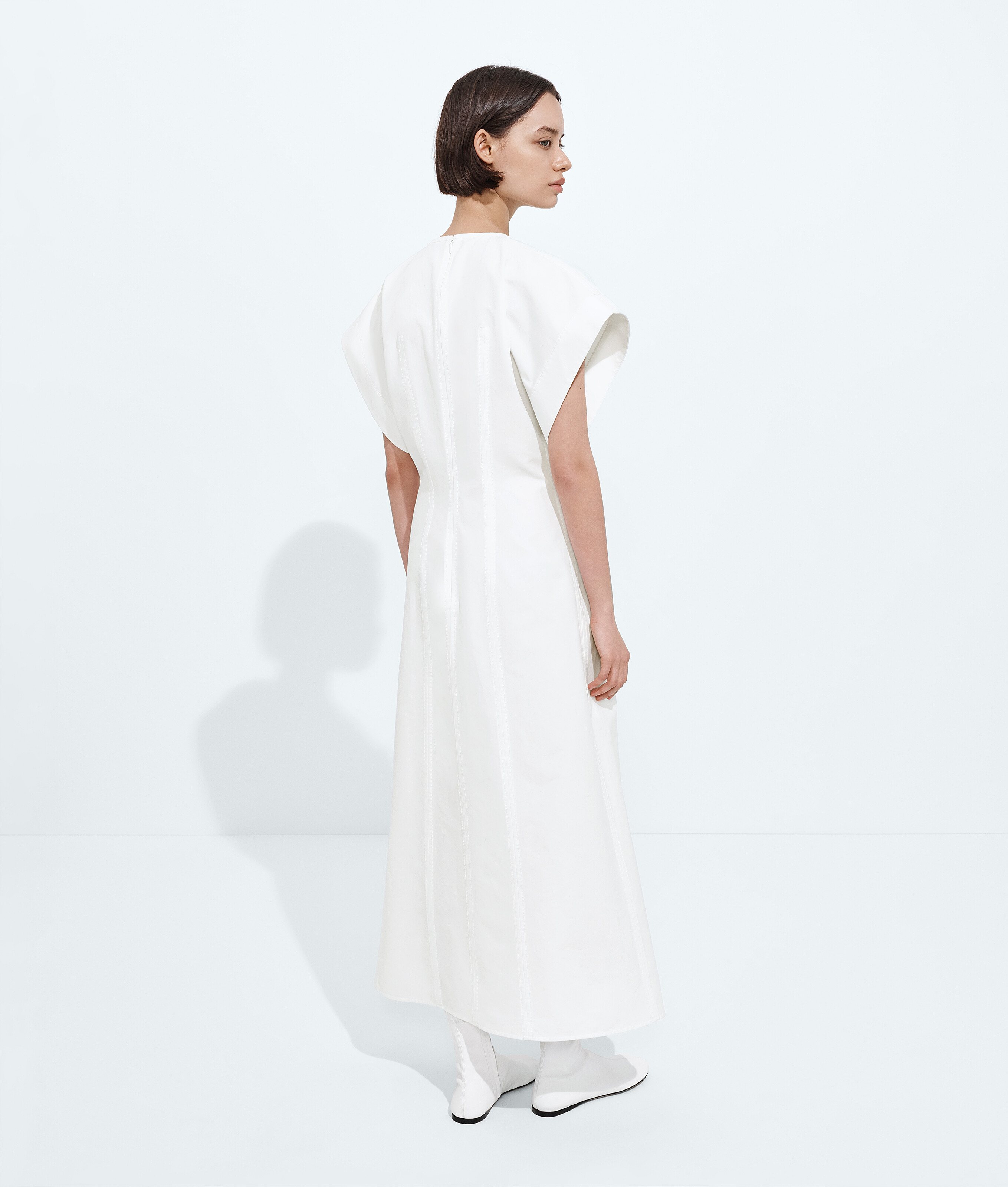 Women's Compact Cotton Dress in Chalk Bottega Veneta Latvia EN - Image 3