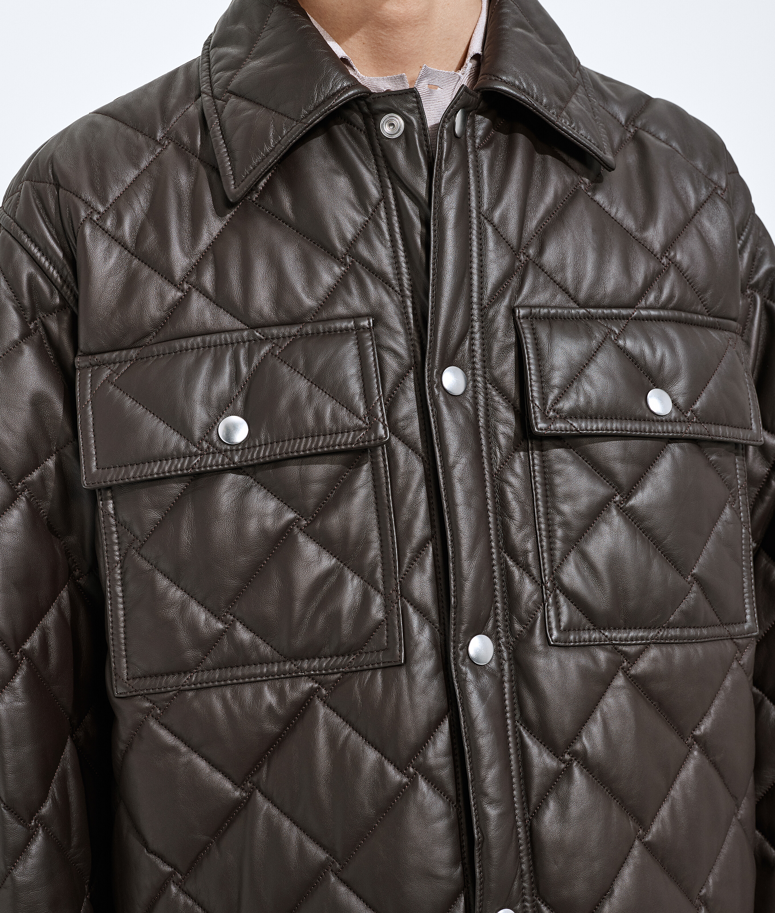Men's Leather Quilted Overshirt in Intense carrubo Bottega Veneta Luxembourg EN - Image 5