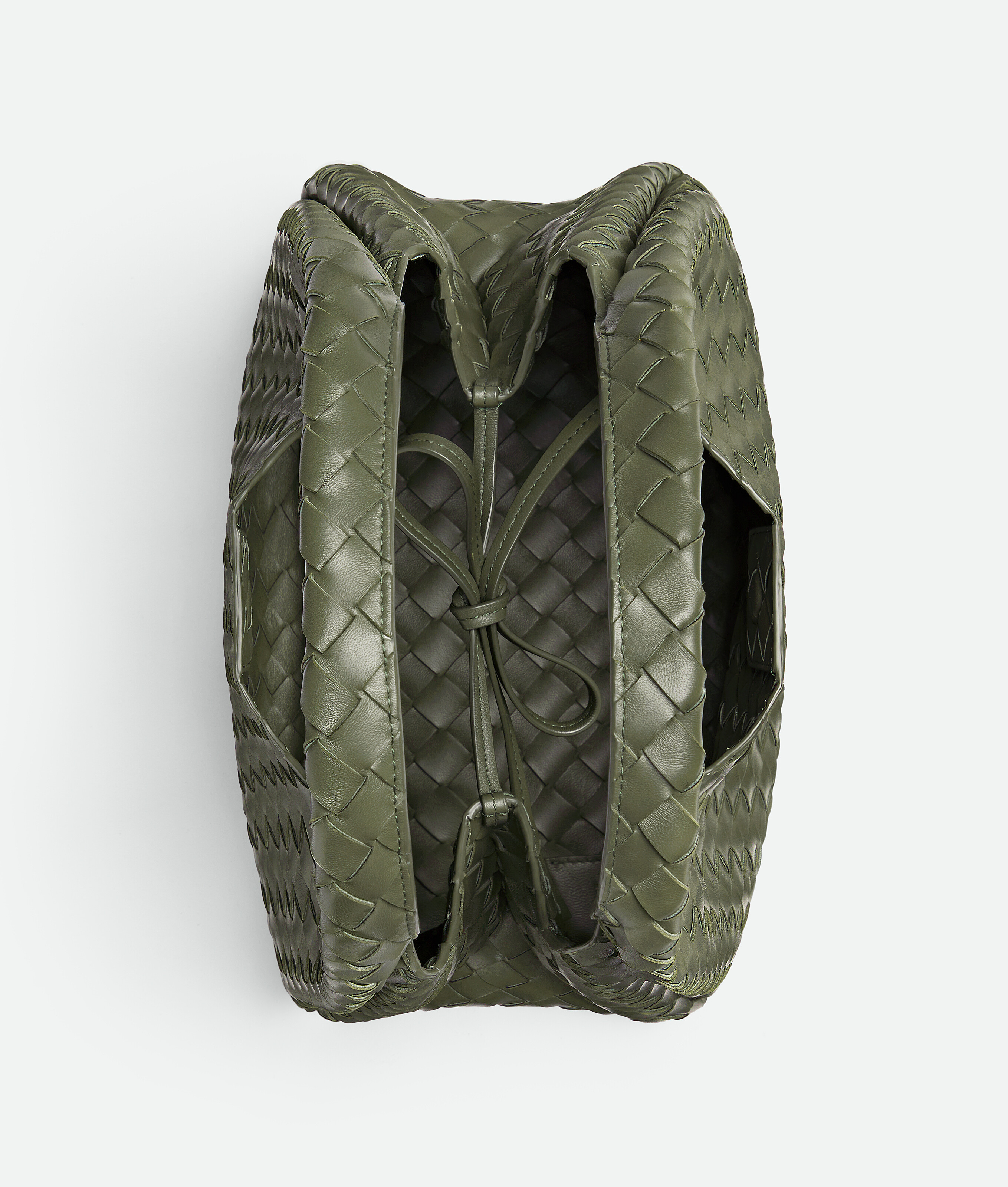 Bottega Veneta Medium Leather Intrecciato Campana Shoulder Bag In Green