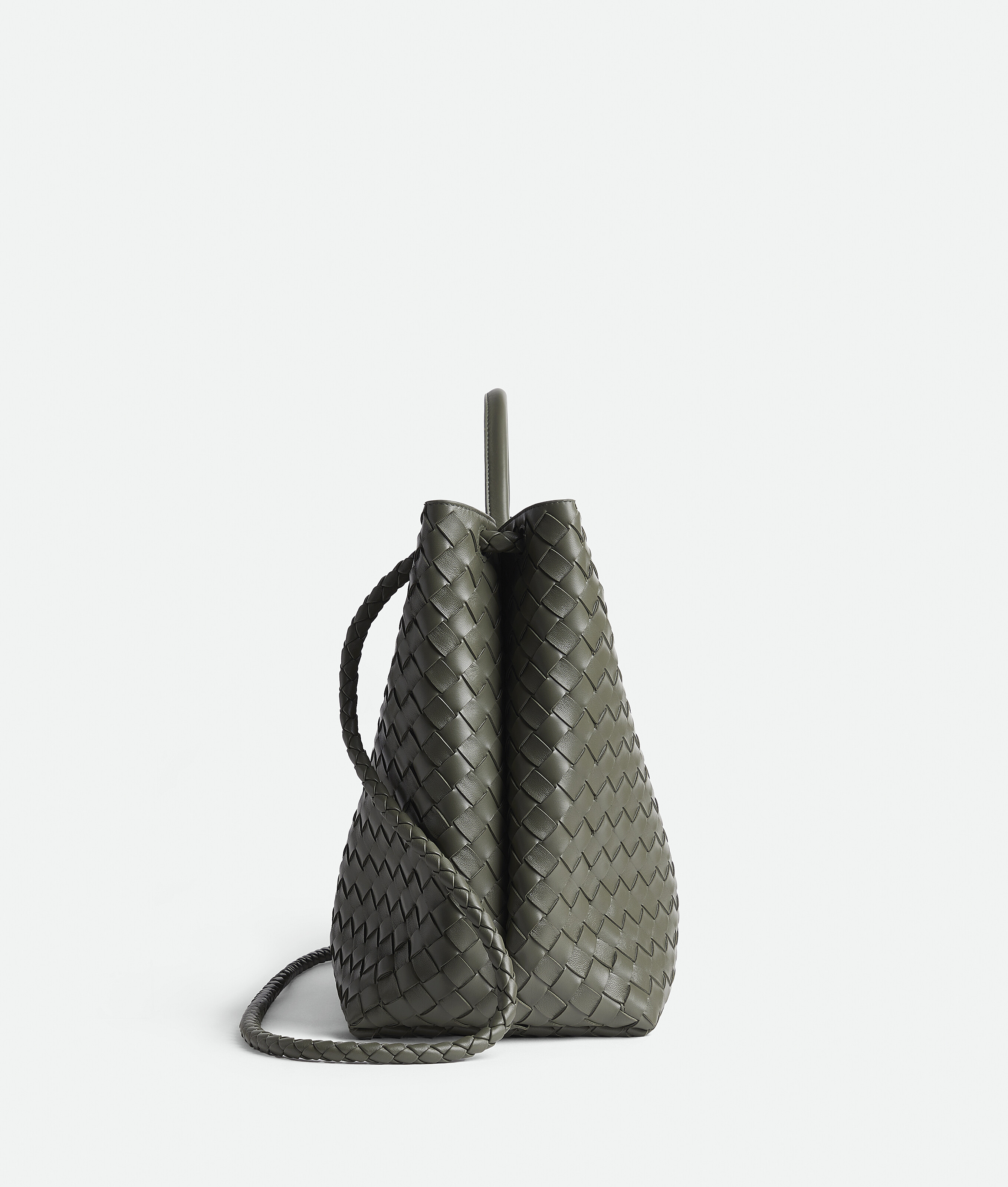 Bottega Veneta Large Intrecciato Leather Andiamo Top-handle Bag In Green