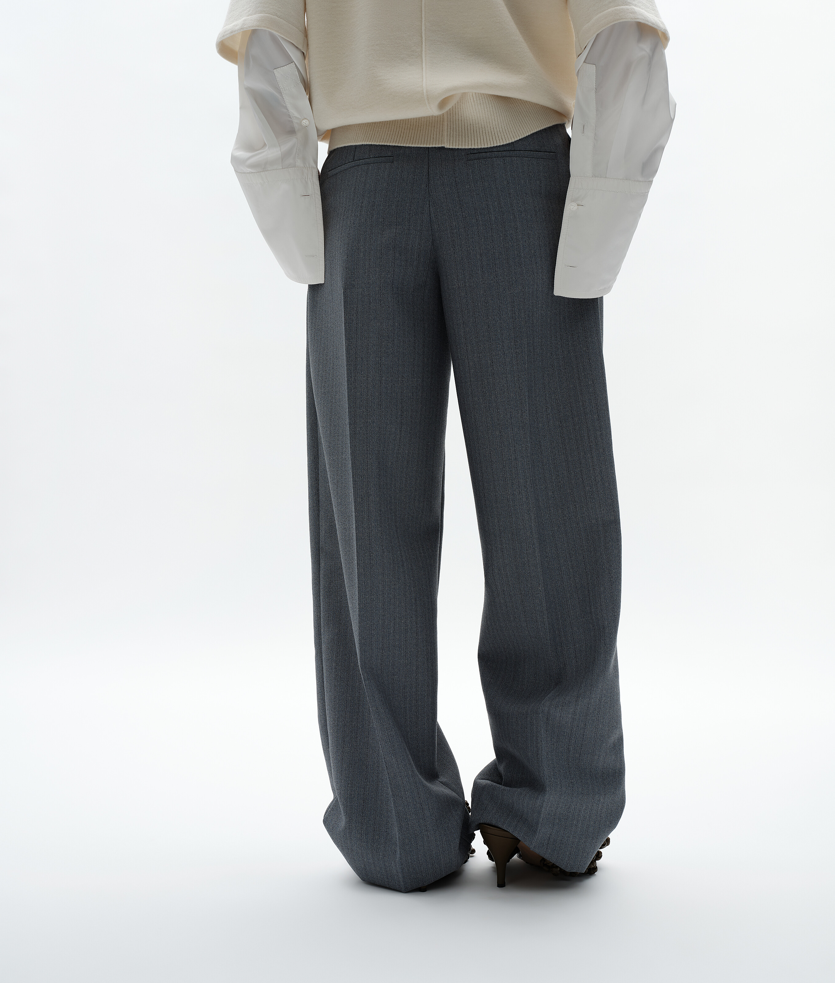 Women's Wool Mohair Pants in Blue/gray melange Bottega Veneta Luxembourg EN - Image 4