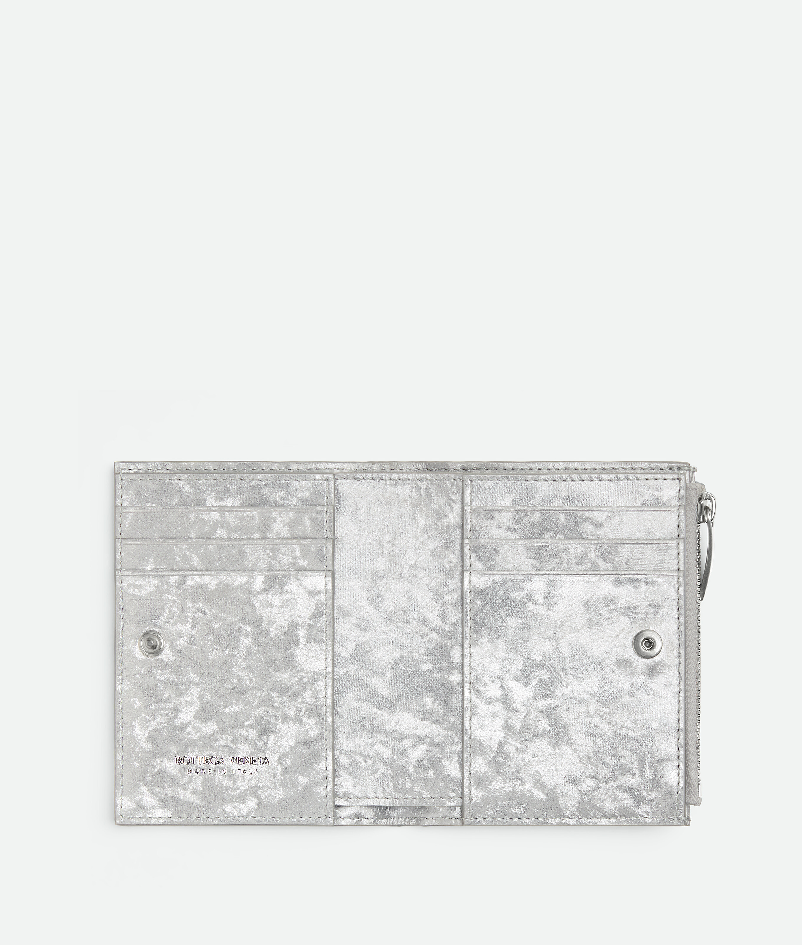 Bottega Veneta Intrecciato Small Bi-fold Wallet In Metallic
