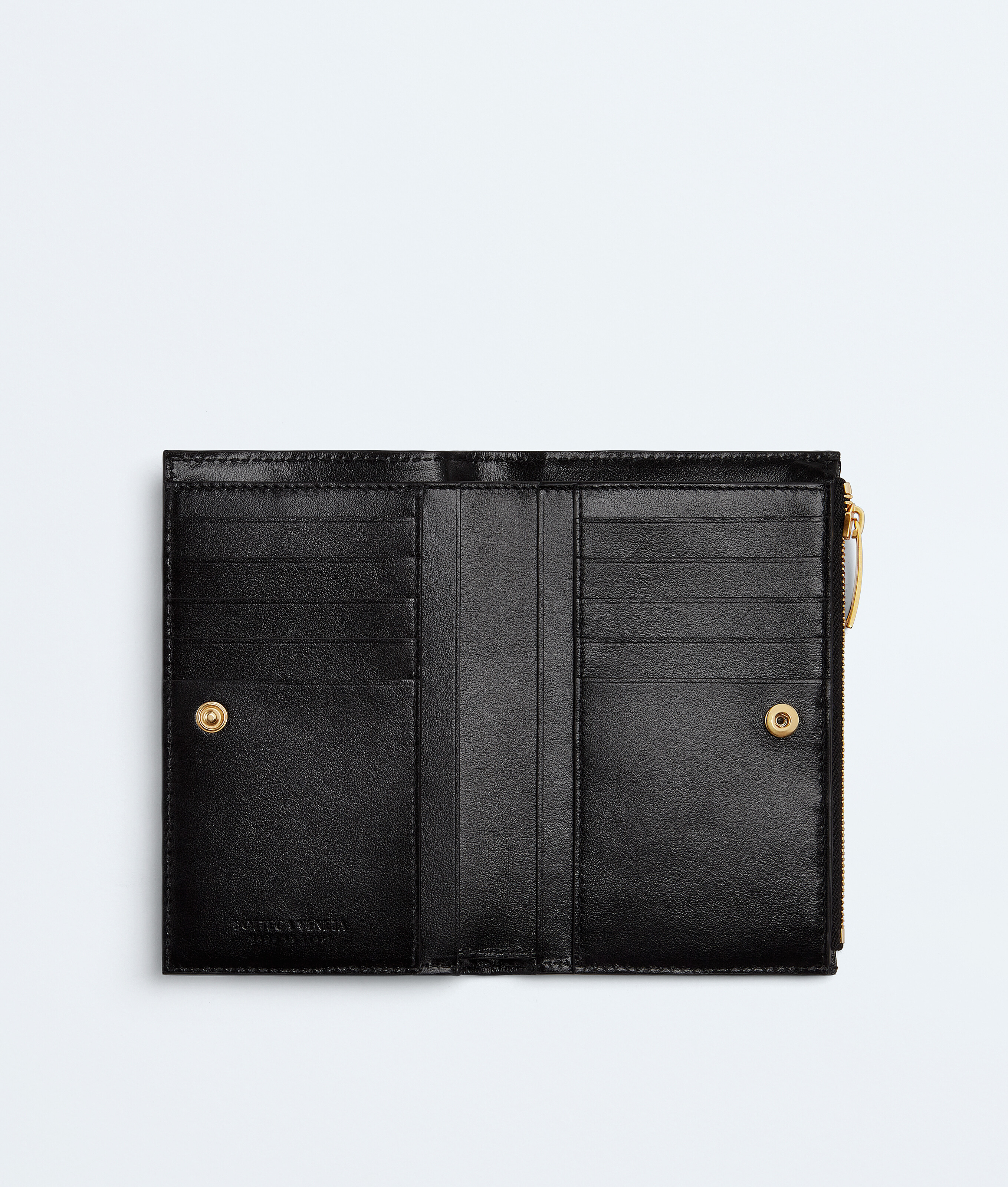 Portafoglio Intrecciato bi-fold medio con zip da Donna in Black Bottega Veneta Italia IT - Image 2