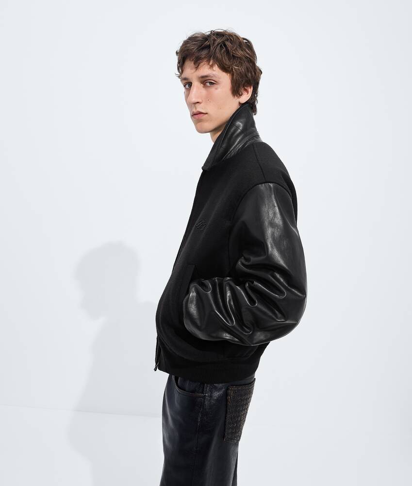 Men's Wool and Leather Blouson in Double black Bottega Veneta Czechia EN - Image 2